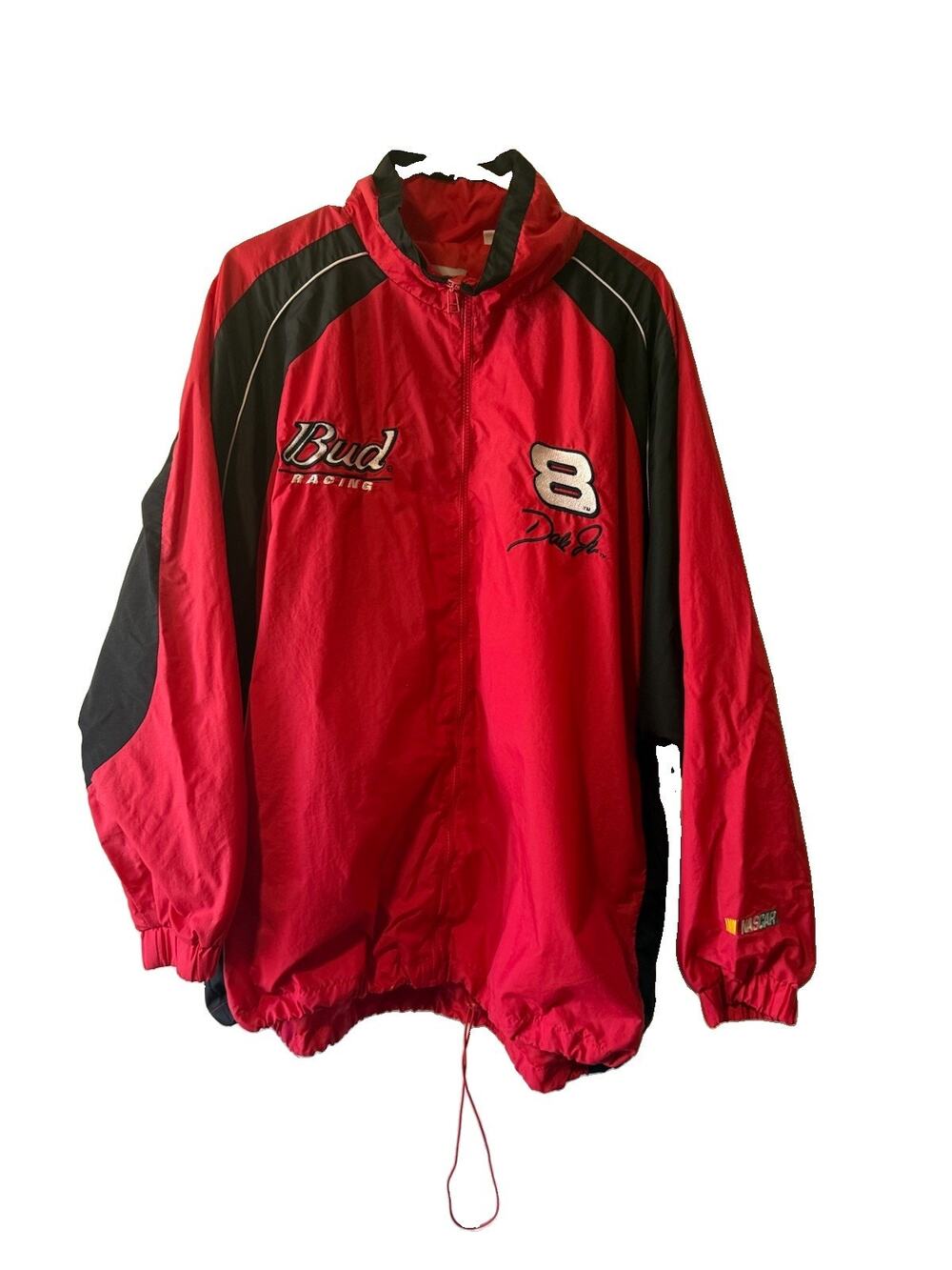 Vintage Dale Earnhardt Jr #8 Budweiser NASCAR Windbreaker Jacket Red Mens XL